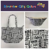 Large Tote Bag With Zip - Sewing Words on White Large Tote Bag With Zip - Sewing Words on White